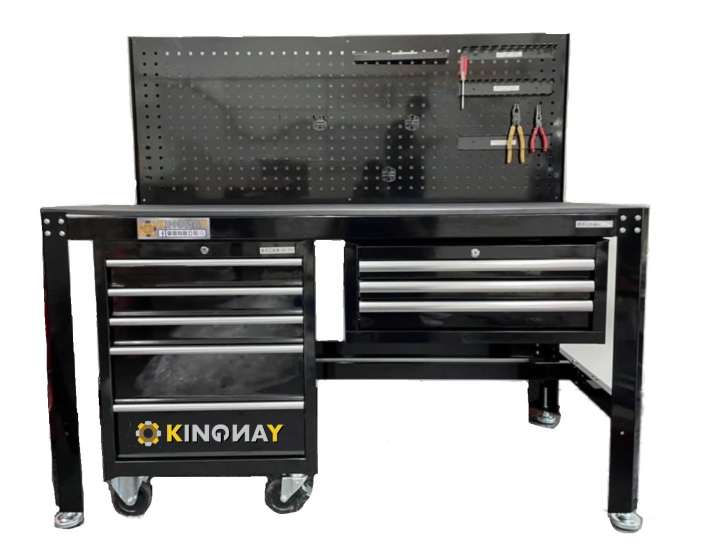KY-1700+KY-315桌面式耐重工作桌+工具掛板+工具櫃+小型五抽工具櫃